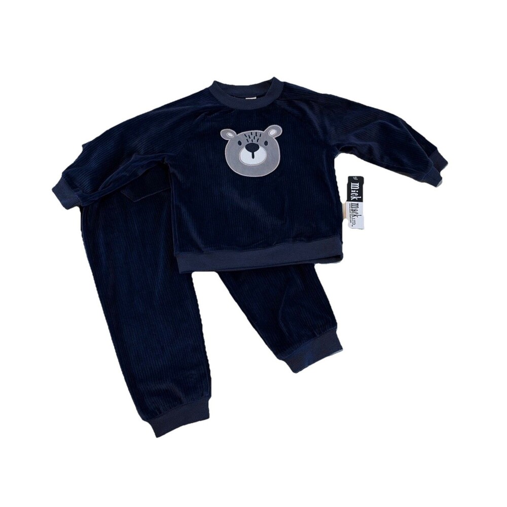 Mick Mack Ltd Baby Boy 24M 2 Piece Outfit With Bear Blue Soft PantTop New Gifts